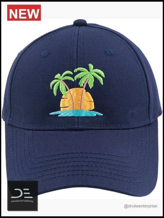 Embroidered Palm Tree Baseball Cap with Adjustable Buckle - Sun Protection main image 6